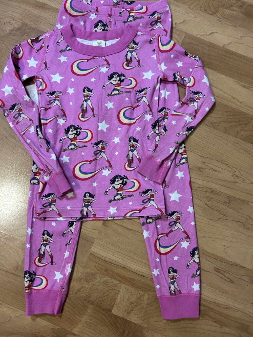Hanna Andersson Pink Wonder Woman Rainbow Print Pajama Set